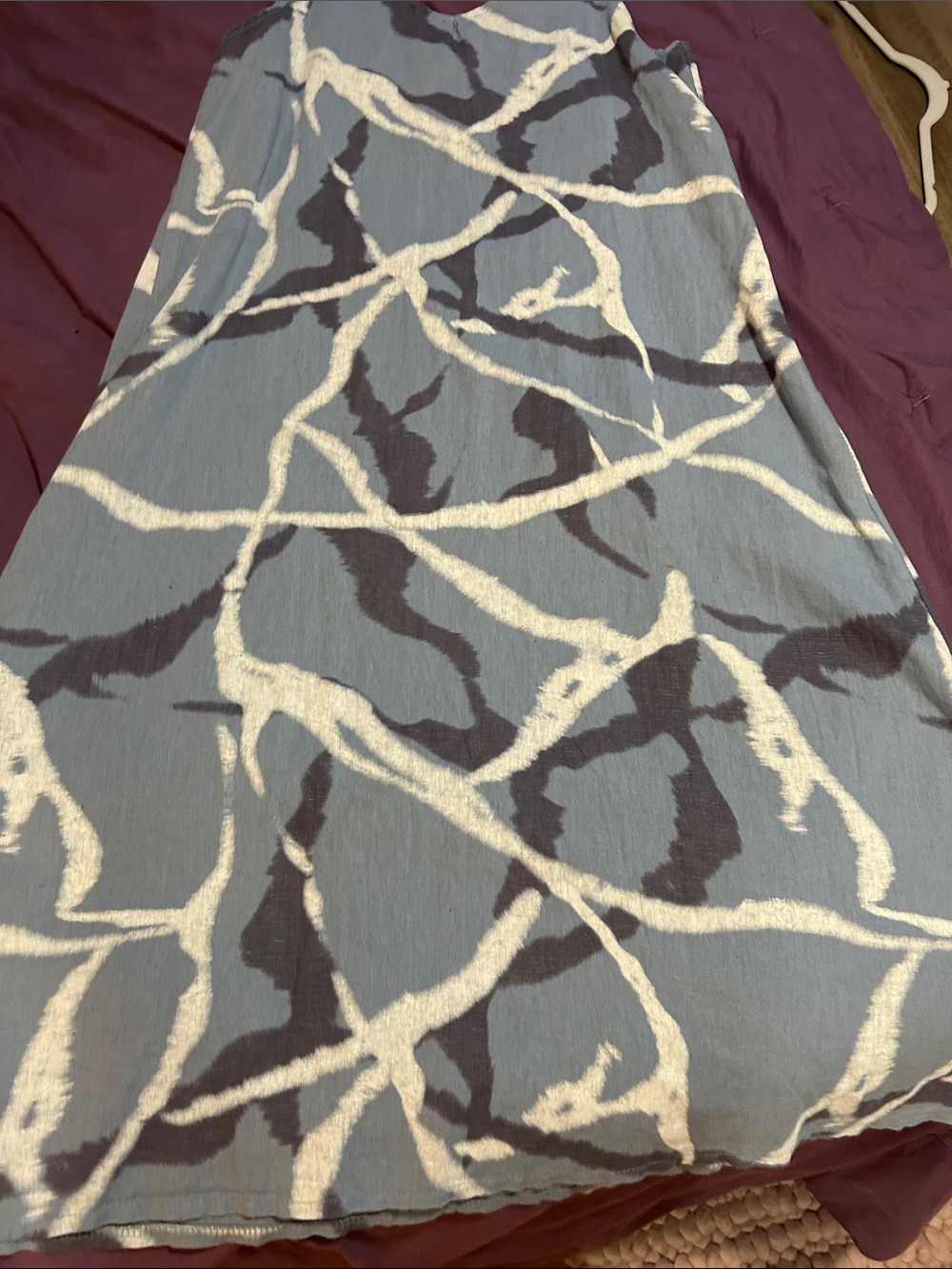 -Blue Abstract Print Maxi Dress - Women's Sleeveless Summer Dress